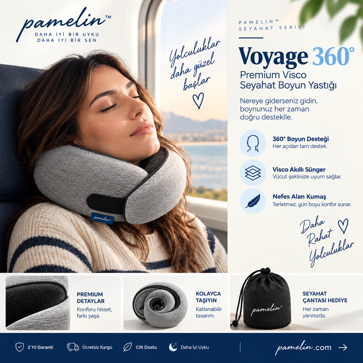 Pamelin™ VOYAGE 360° Visco Seyahat Boyun Yastığı