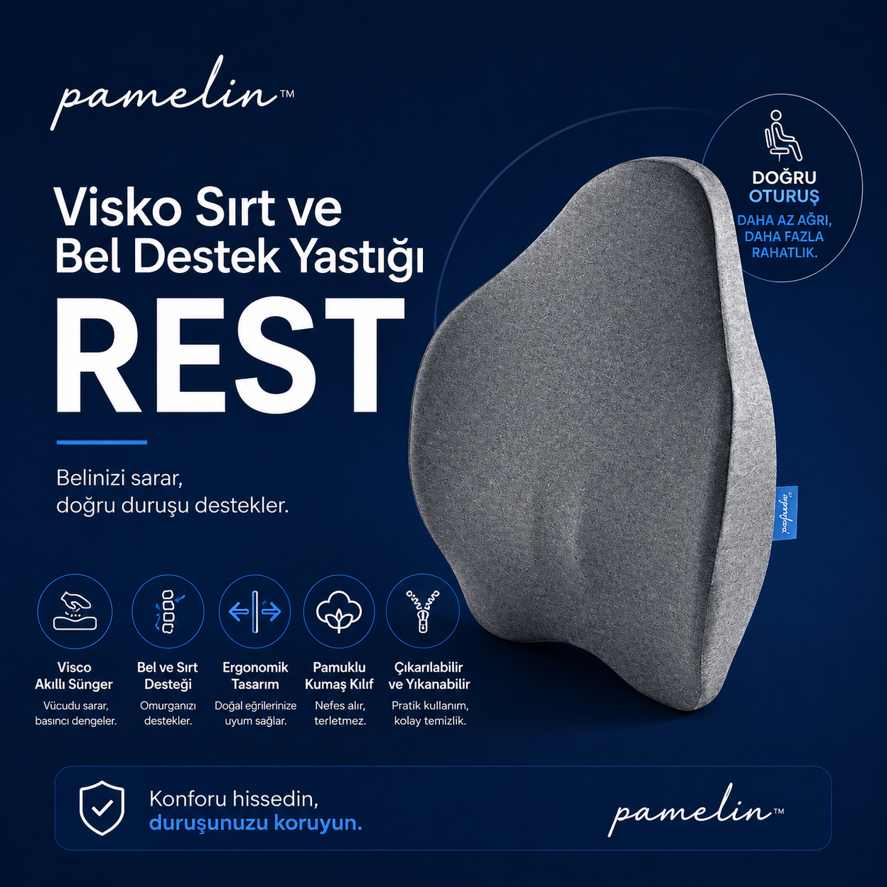 Pamelin™ Premium Ortopedik Bel Destek Yastığı