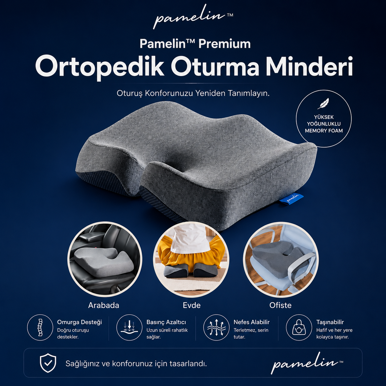 Pamelin™ Premium Ortopedik Oturma Minderi