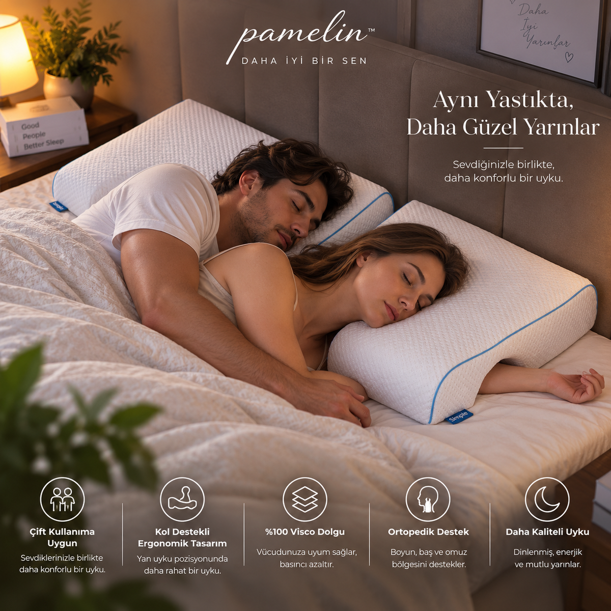 Pamelin™ EMBRACE Premium Kol Destekli Ortopedik Visco Uyku Yastığı