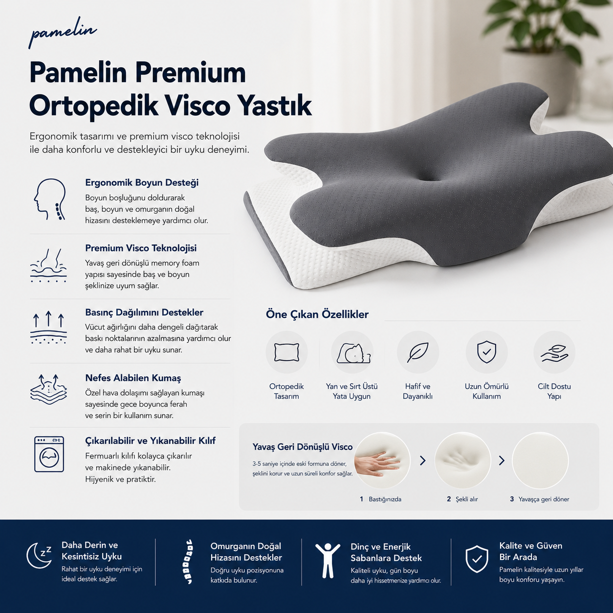 Pamelin™ Premium Ortopedik Visco Yastık