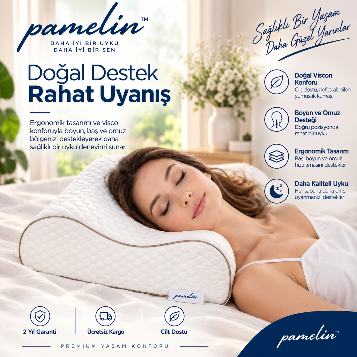 Pamelin™ Çift Boyun Destekli Ortopedik Visco Yastık