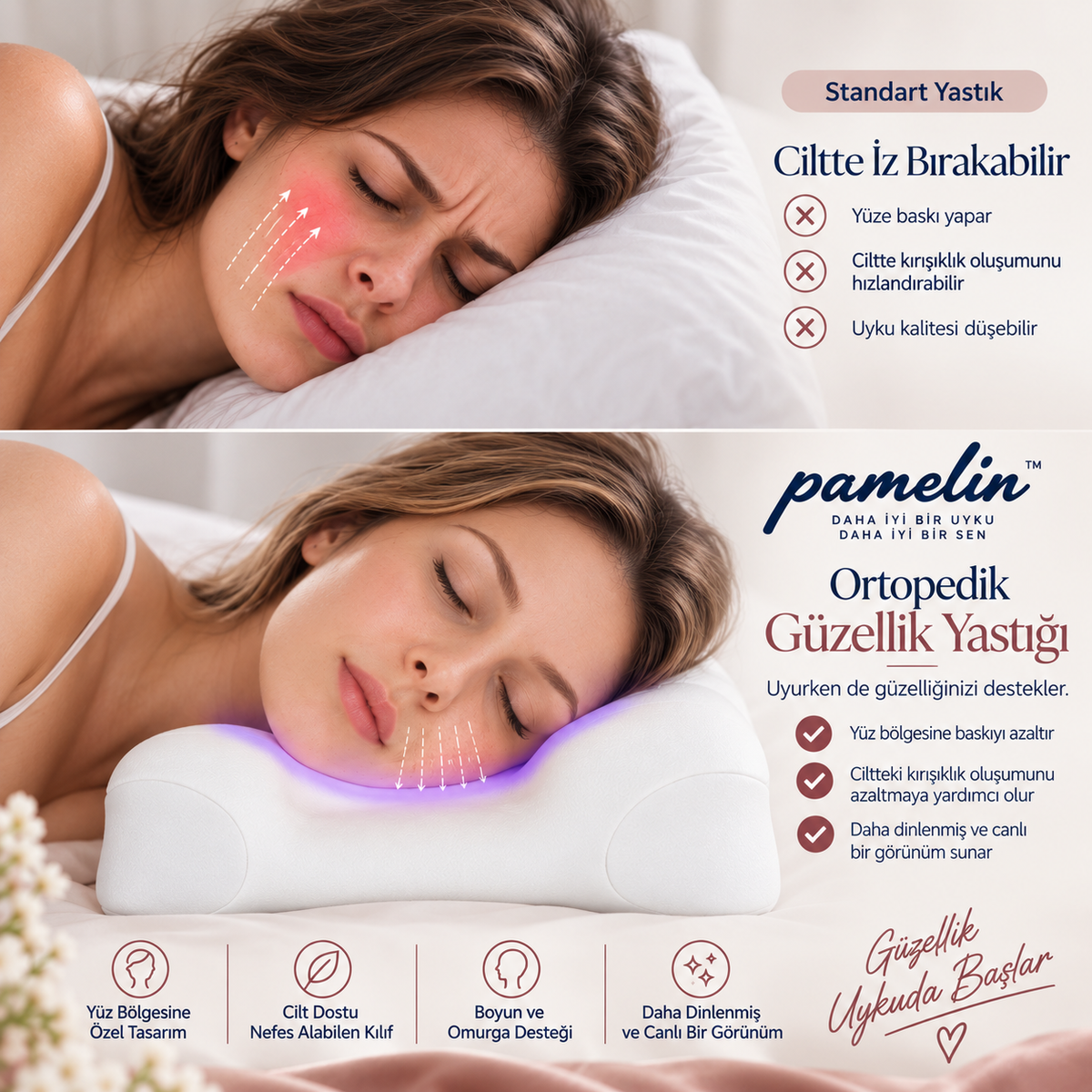 Pamelin™  Ortopedik Kırışıklık Önleyici Güzellik Yastığı