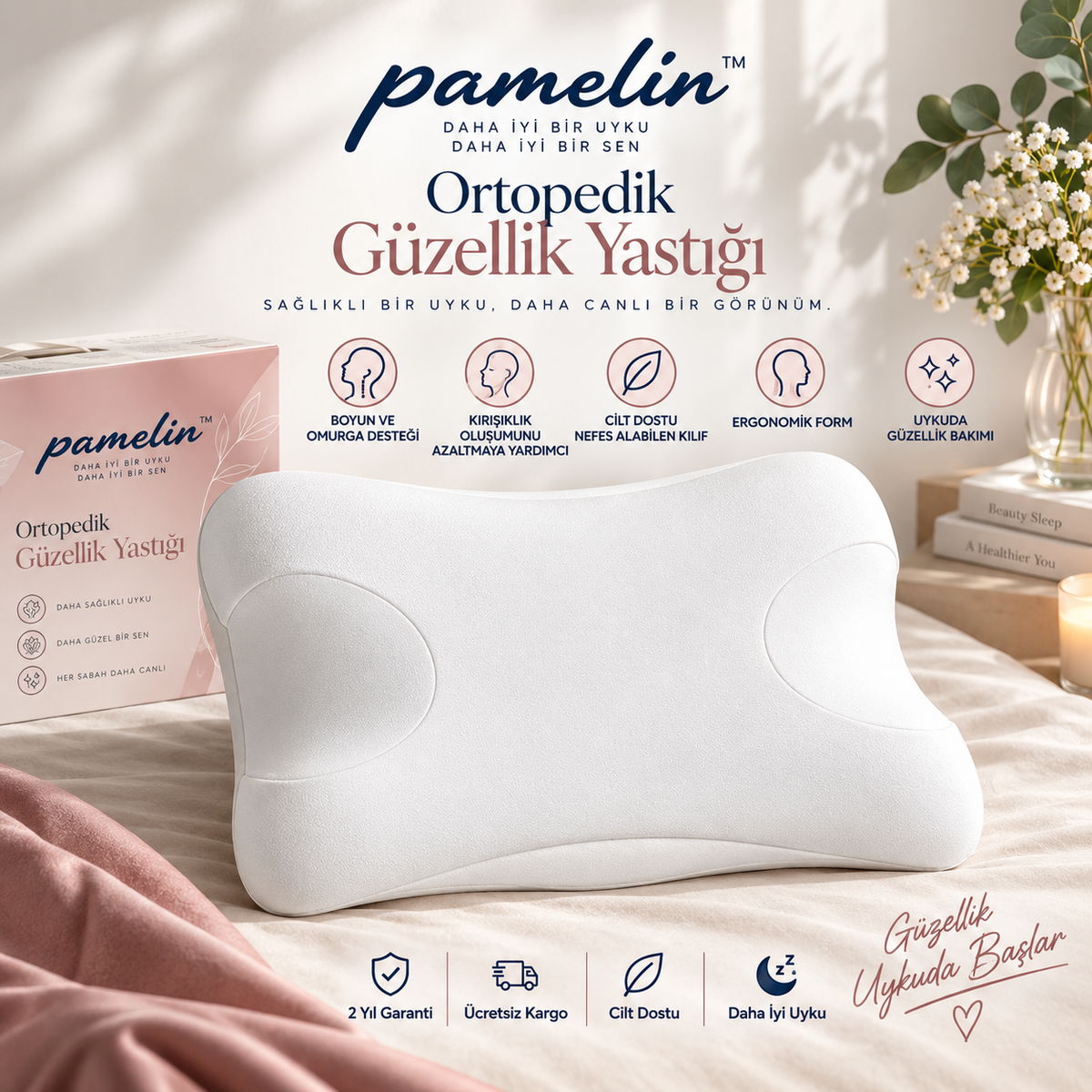 Pamelin™  Ortopedik Kırışıklık Önleyici Güzellik Yastığı