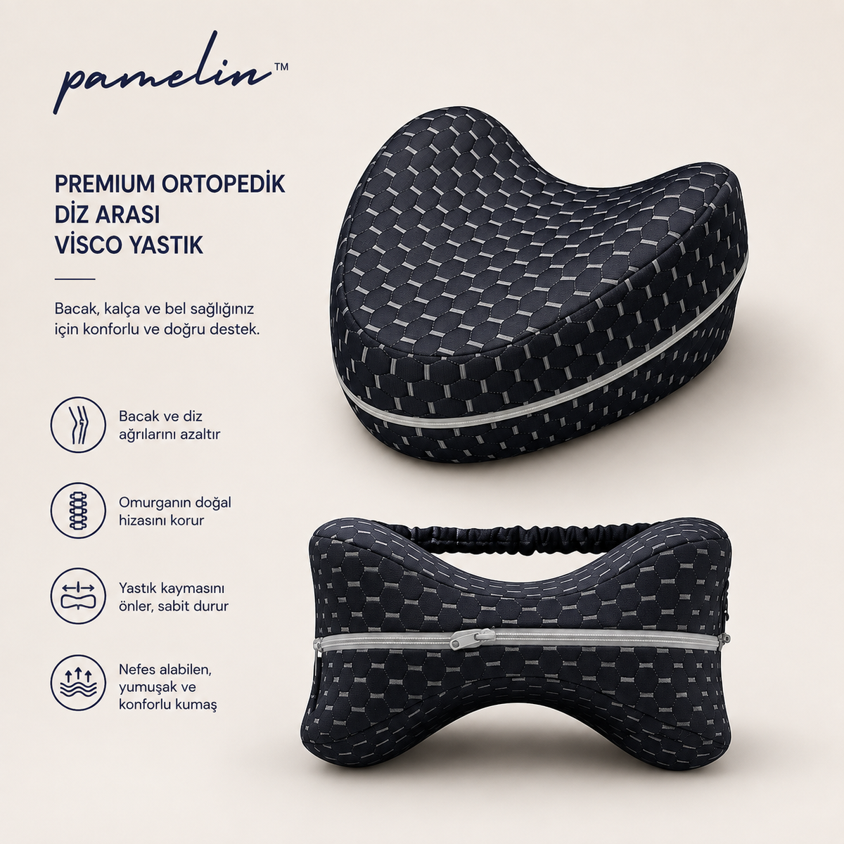 Pamelin™ Premium Ortopedik Diz Arası Visco Yastık