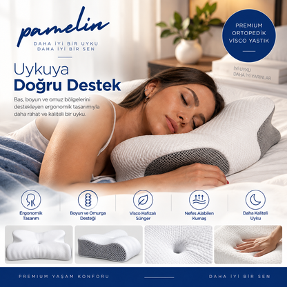 Pamelin™ Ortopedik 100% Visko Çift Taraflı Boyun Destekli